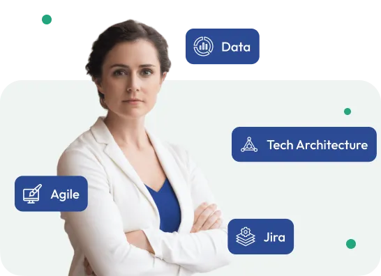 Illustration of a product candidate tagged with Data, Tech Architecture, Agile and Jira