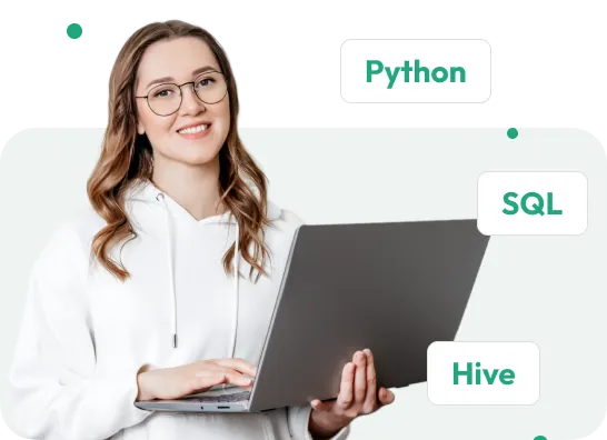 Illustration of a data candidate tagged with Python, SQL and Hive